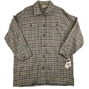 Vintage Woolrich Plaid Wool Shirt S Beige Deadstock Cabincore Campcore Shacket